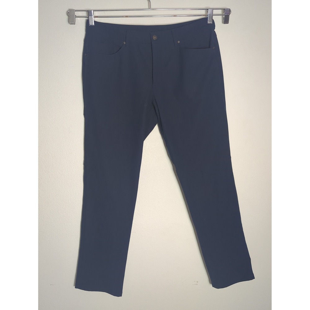 Lululemon Mens ABC Pant Slim Fit Navy Blue 5 Pocket Trousers Quiet Luxury 34x29